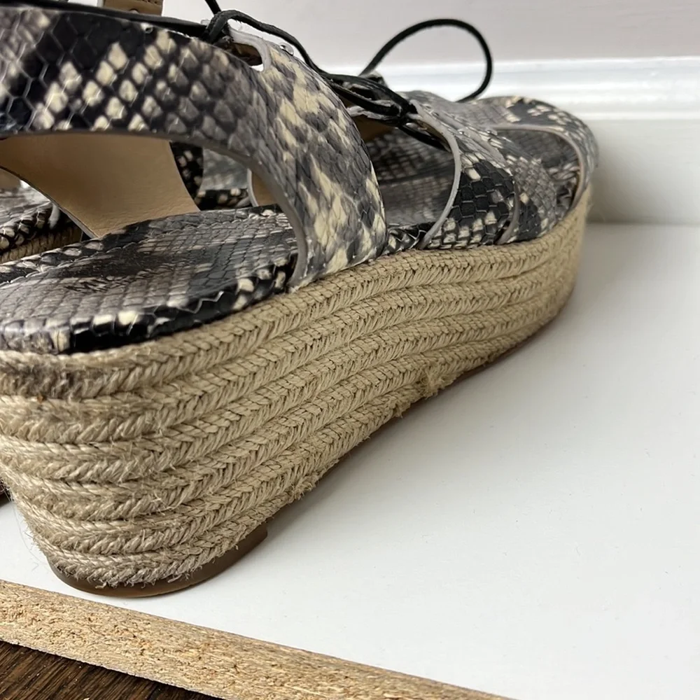 MICHAEL Michael Kors snakeskin printed leather gladiator espadrilles